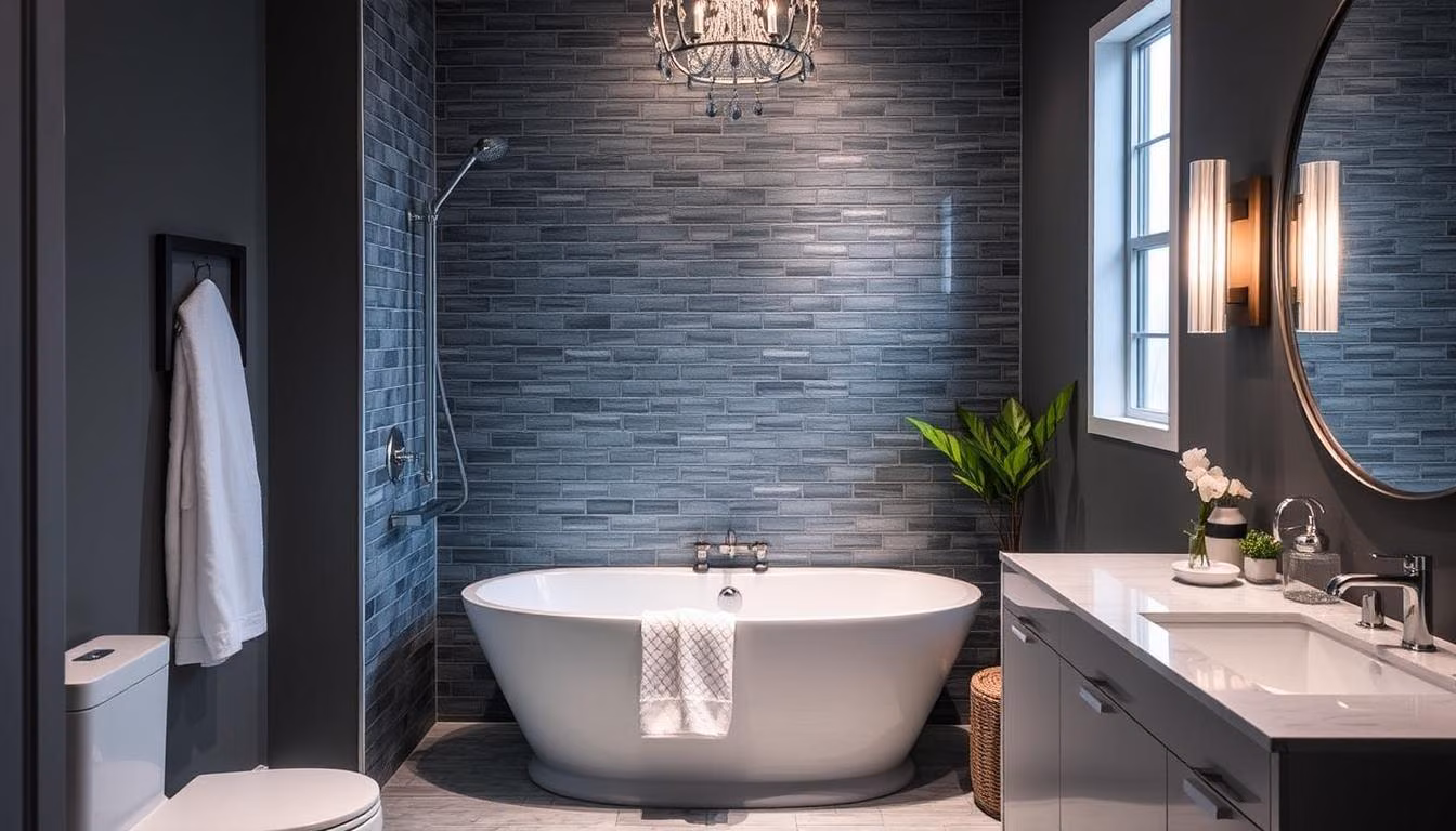 Compact bathroom renovation ideas with alcove tub-shower from Signature Hardware