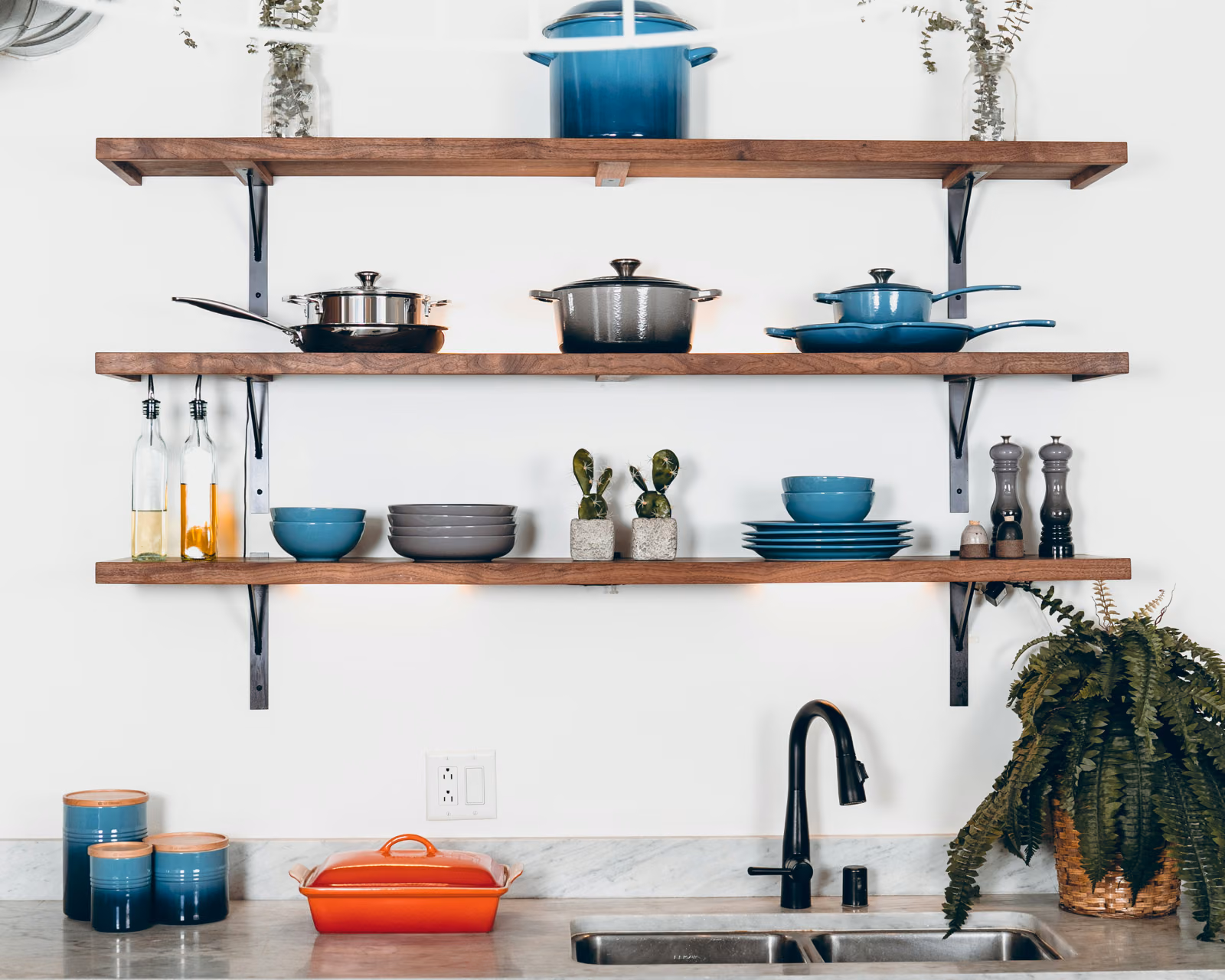 open shelves for kitchen storage