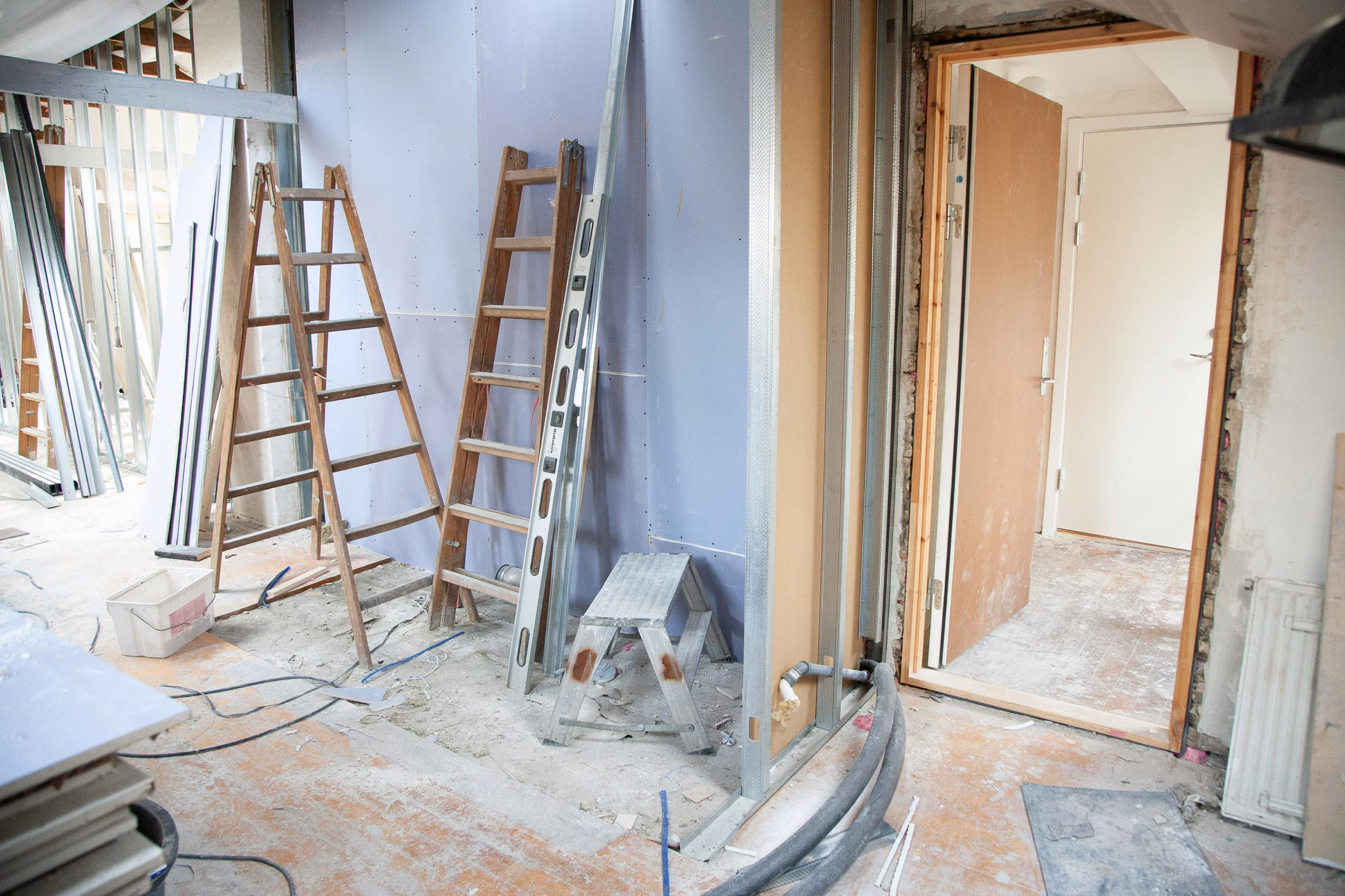 Gut renovation in progress in a New York apartment