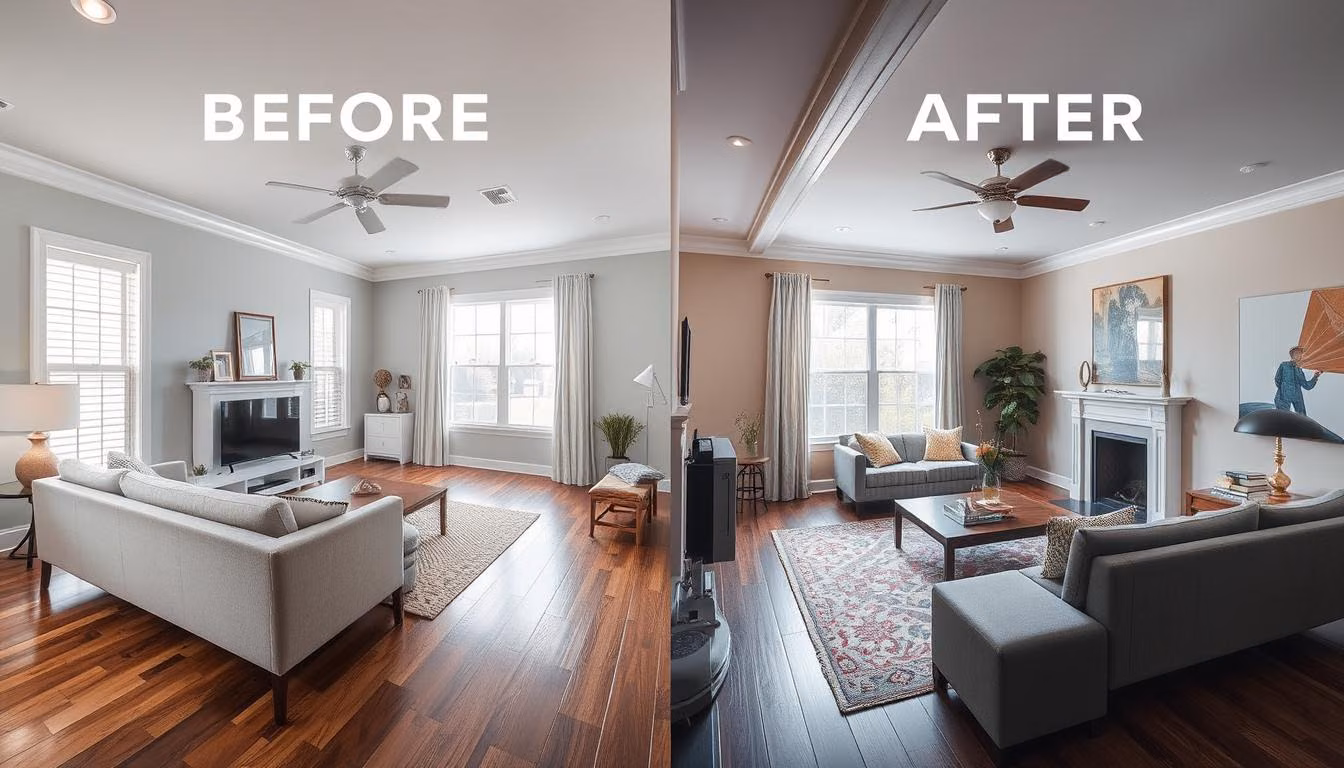 Image of a before-and-after renovation project with a significant transformation