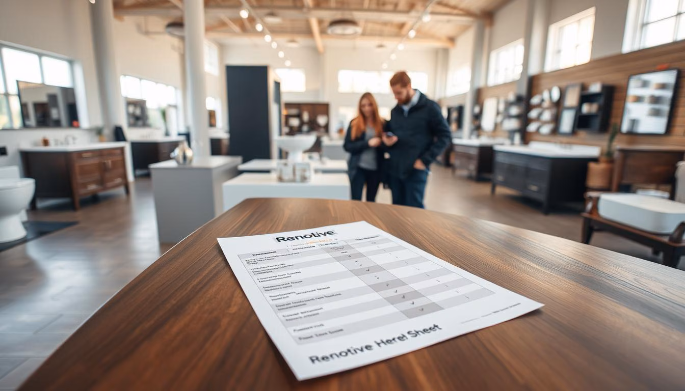 Comparison sheet for home improvement showrooms near me