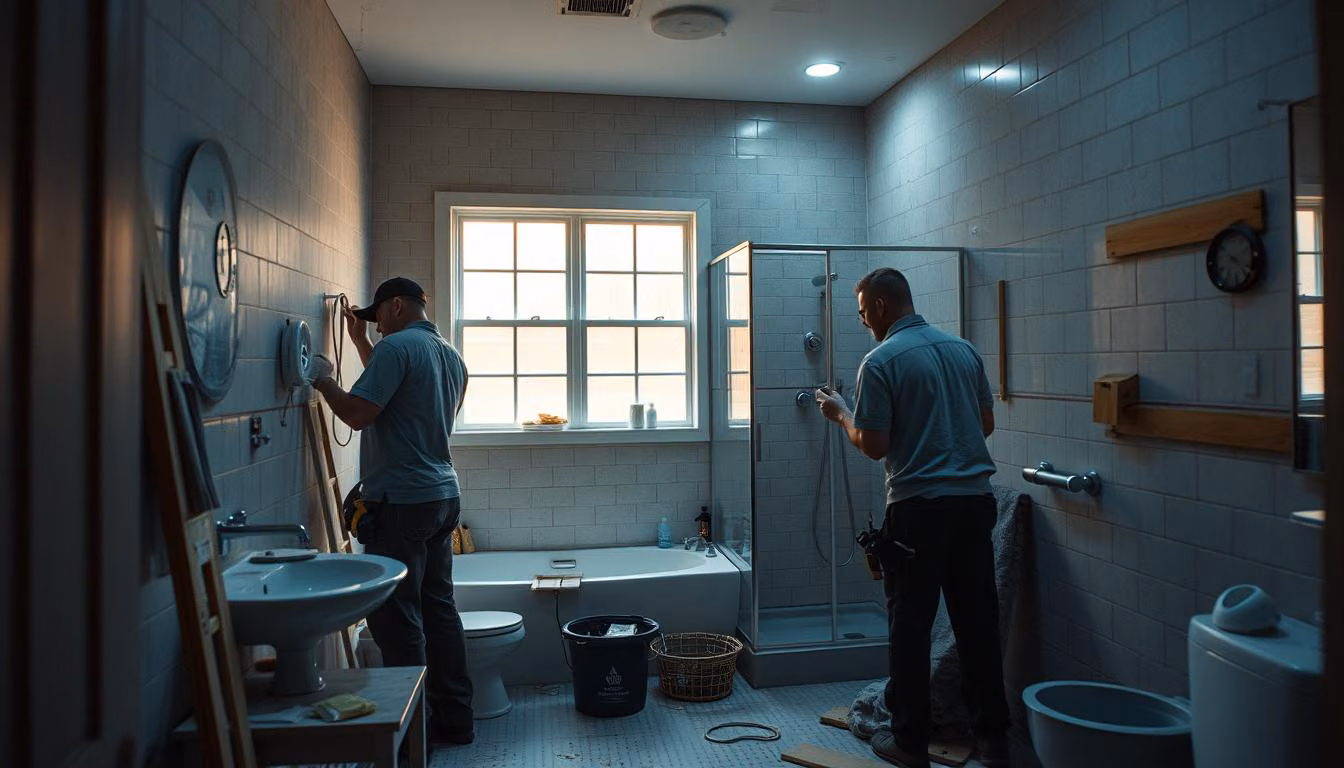 an image of a bathroom being remodeled in one day