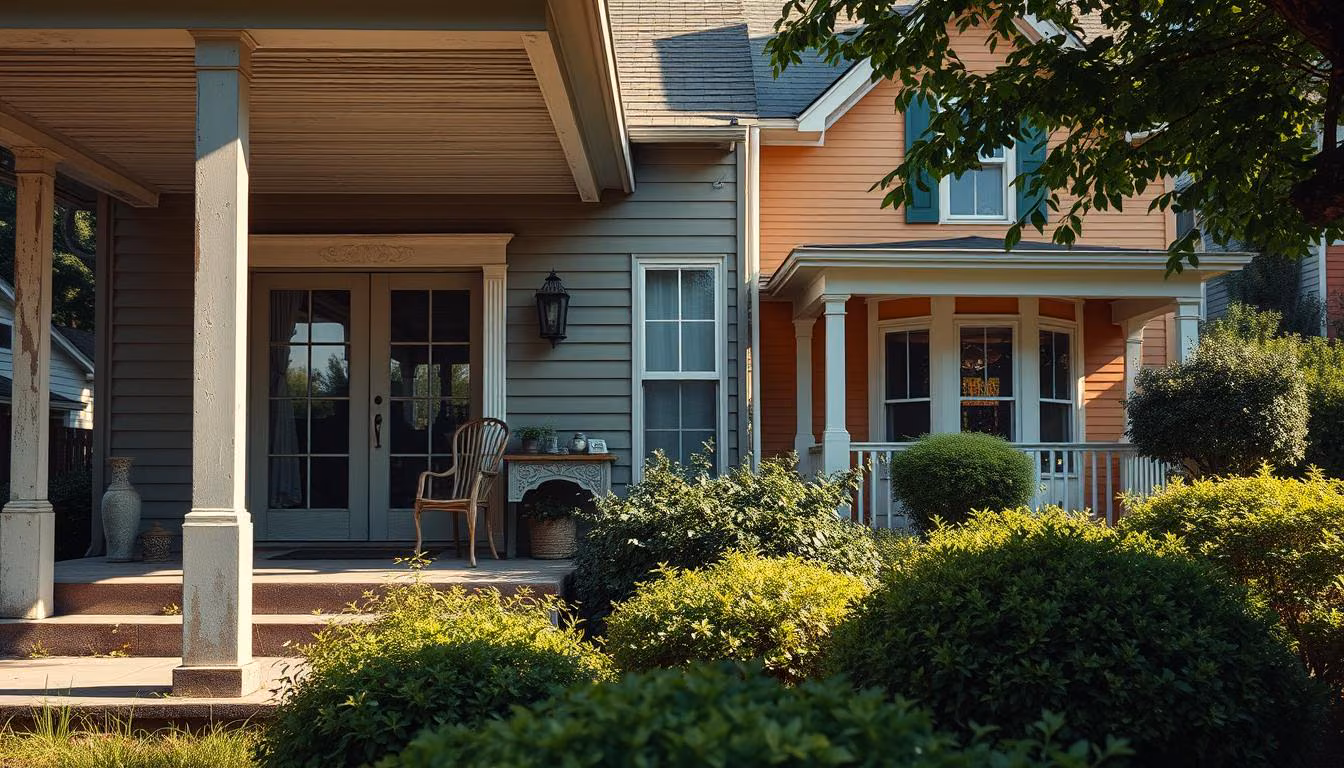 A classic American home with a weather-worn exterior and outdated decor.