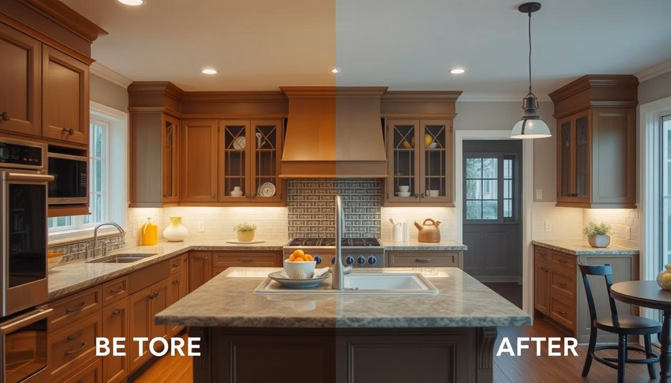 Kitchen renovation video showcasing a before-and-after transformation