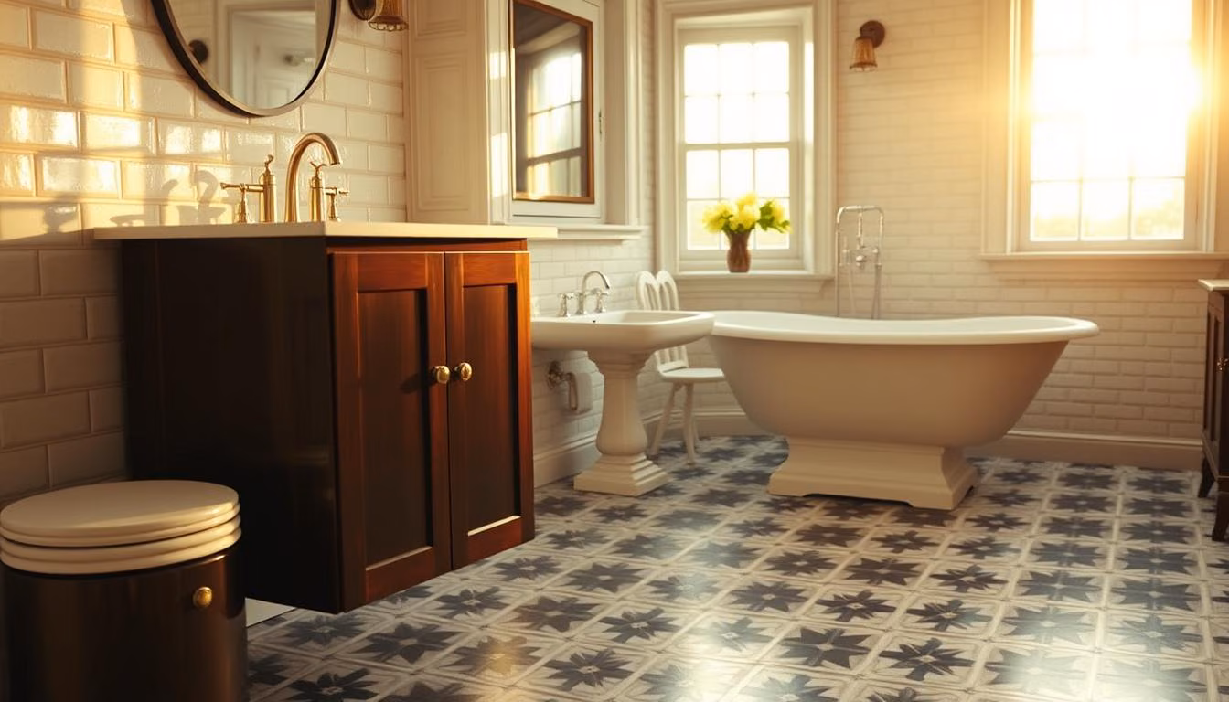 bathroom with classic white subway tiles