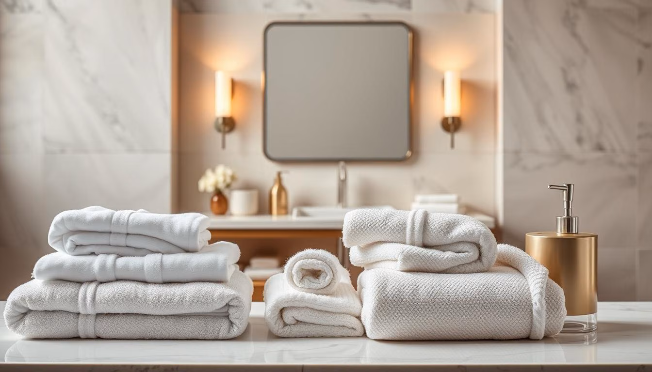A neatly arranged display of high-quality bathroom accessories from the Renotive brand.