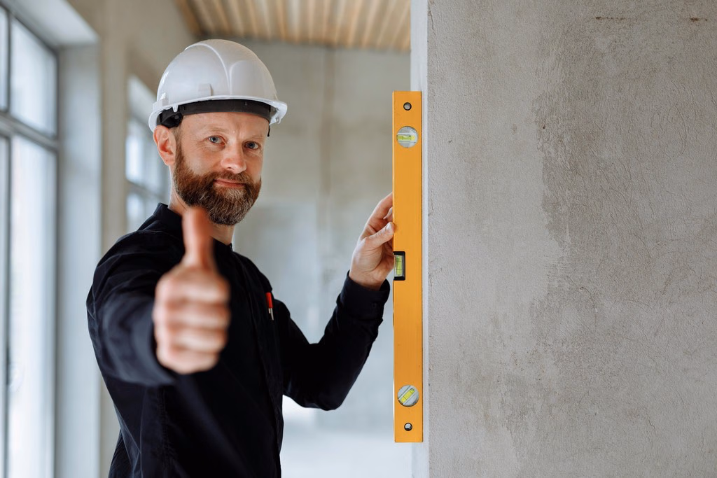 A builder reviewing a project with a homeowner